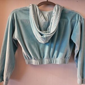 Blue Girls Cropped Hoodie